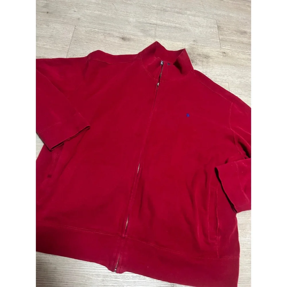 Polo Ralph Lauren Mens XL Red Full Zip Cotton Knit Sweater Blue Pony Logo